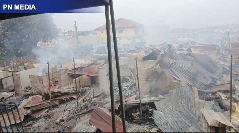 fire at the Suame Post Office Market in Kumasi